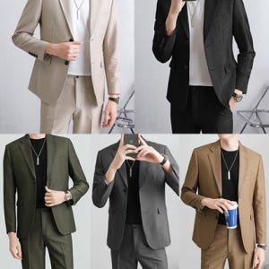 캐주얼 슬림라인 남자 자켓+바지 정장세트(5color) 교복 학생복