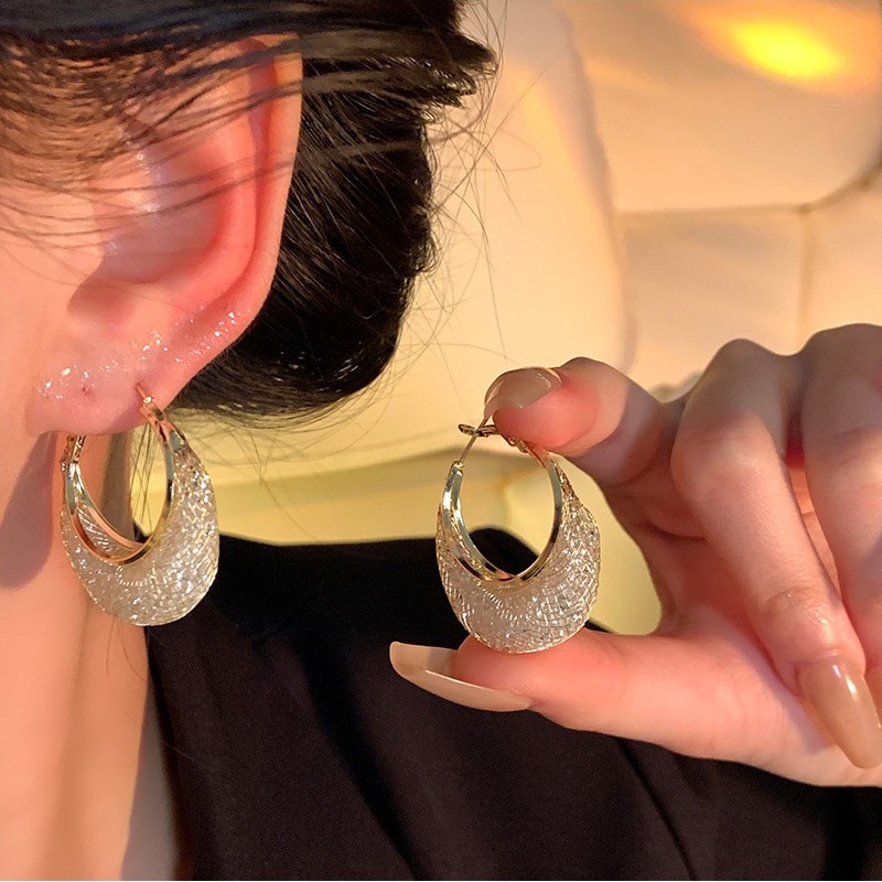 실버 925 볼드 링 귀걸이