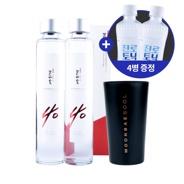 문배주 특2호 보자기 포장 선물세트 40도 400ml 1병+700ml 1병+도자기잔 3개 이바지술