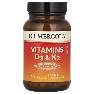 닥터 멀코라 Dr. Mercola <b>비타민D3</b> &amp; <b>K2</b>, 캡슐 90정
