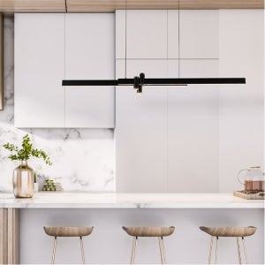 LED 프리스틴 일자 팬던트 블랙 40W 식탁 주방 카페 사무실 매장 촬영 소품 인테리어 조명