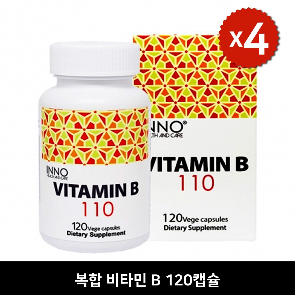 이노헬스<b>앤케어</b> 복합 비타민B 엽산 비오틴 120 베지캡슐 면역 두피 피부  4개