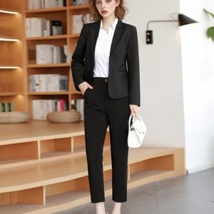 [대여] 블랙 여자 긴팔 면접정장 세트(자켓+셔츠+바지) 교복 학생복