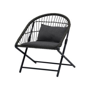 TRC-D 야외용 1인 폴딩체어 방석 쿠션 포함 다크그레이 실내외겸용 테라스 의자