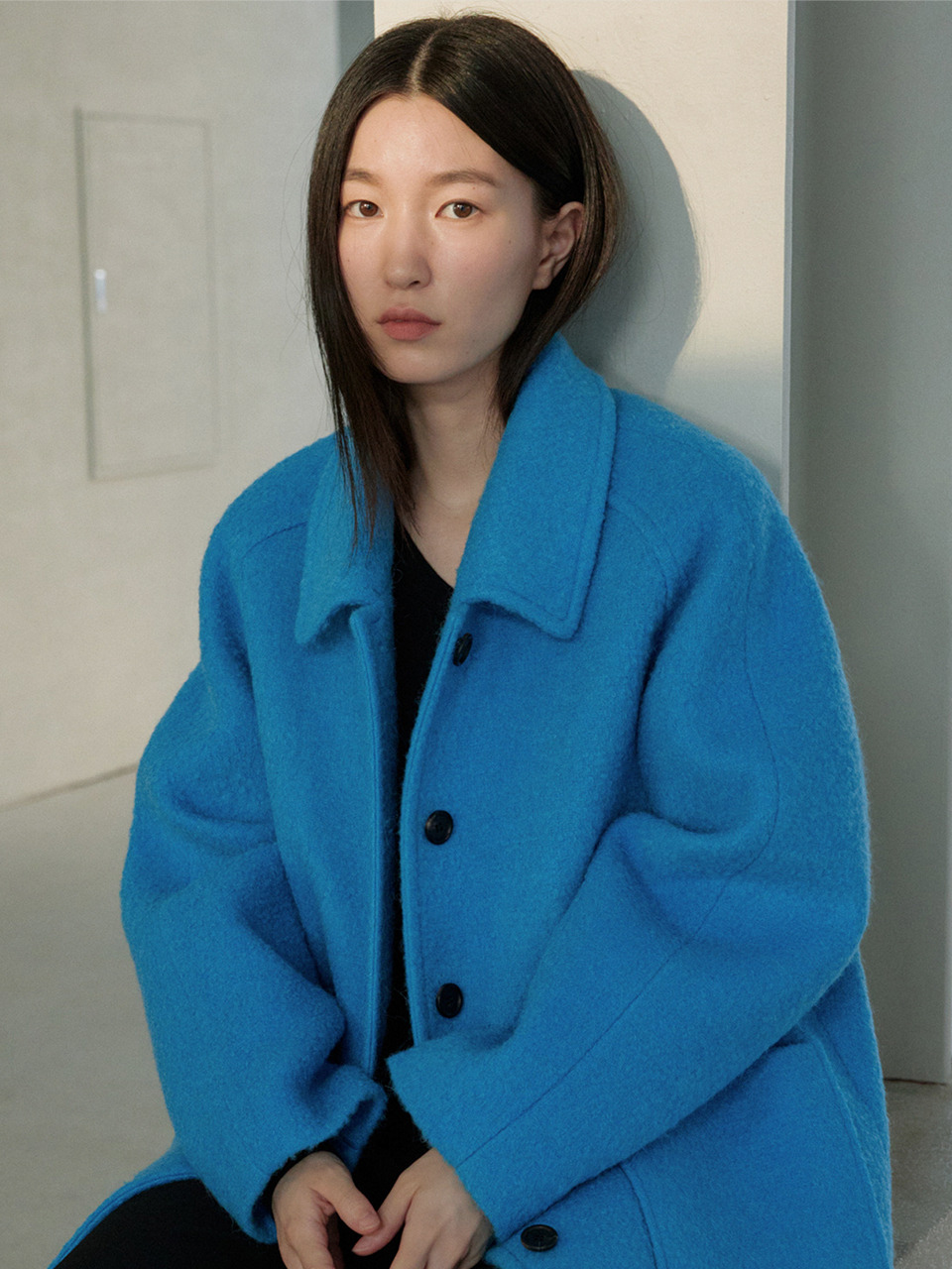 [스프링크로커스] Boukle Raglan Half Coat-blue