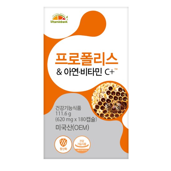 [<b>비타민뱅크</b>] <b>프로폴리스</b> 아연 비타민C 플러스 180캡슐