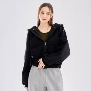 컴피 트레이닝 기모 후드집업 여자 블랙 긴팔요가복