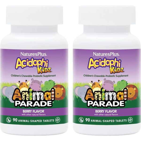 <b>내이처스플러스</b> 프로바이오틱 Animal Parade AcidophiKidz 베리맛 90 츄어블 2팩  2개  90정