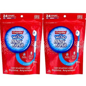 Colgate Max Fresh Wisp 일회용 미니 칫솔 페퍼민트 24개 2팩