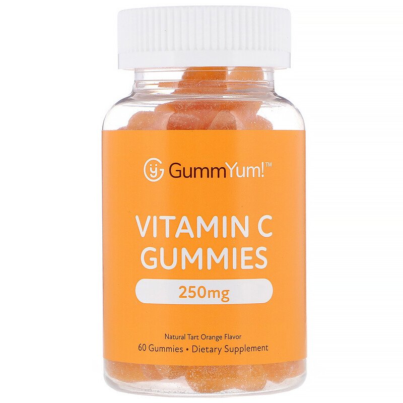 GummYum <b>비타민 C 구미 125mg</b> 천연 타르트 오렌지맛 구미젤리 60개  60정