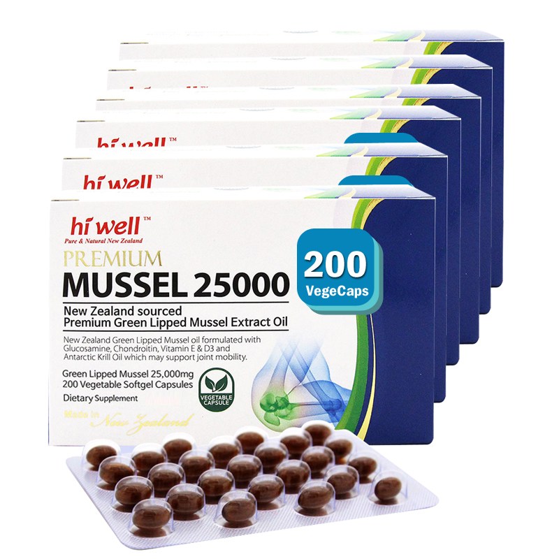 하이웰 <b>프리미엄 머슬 25000</b>mg 200캡슐 뉴질랜드초록홍합오일 초고함량 머슬오일 200일분 녹색입 푸른입홍합  200정  6개  200정