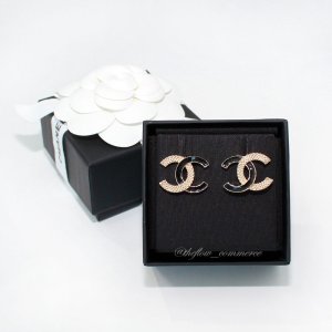 샤넬 CC 로고 빈티지 골드 블랙 메탈 이어링 귀걸이 ABC944 B16086 NW195
