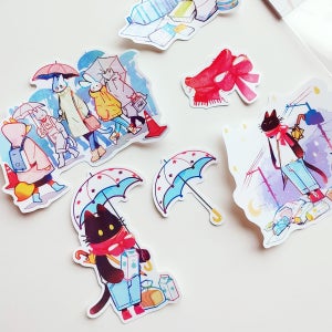 흐린날의 고양이 조각스티커팩, 담장아래