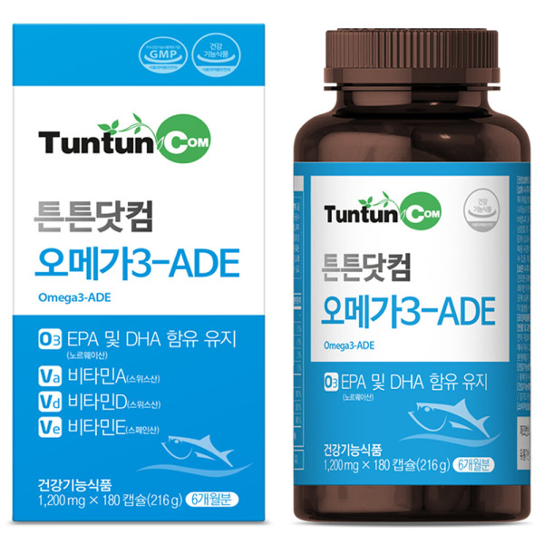 튼튼닷컴 <b>오메가3</b> ADE (6개월분) 대용량 4중 복합 기능성 / 1200 mg x 180 캡슐