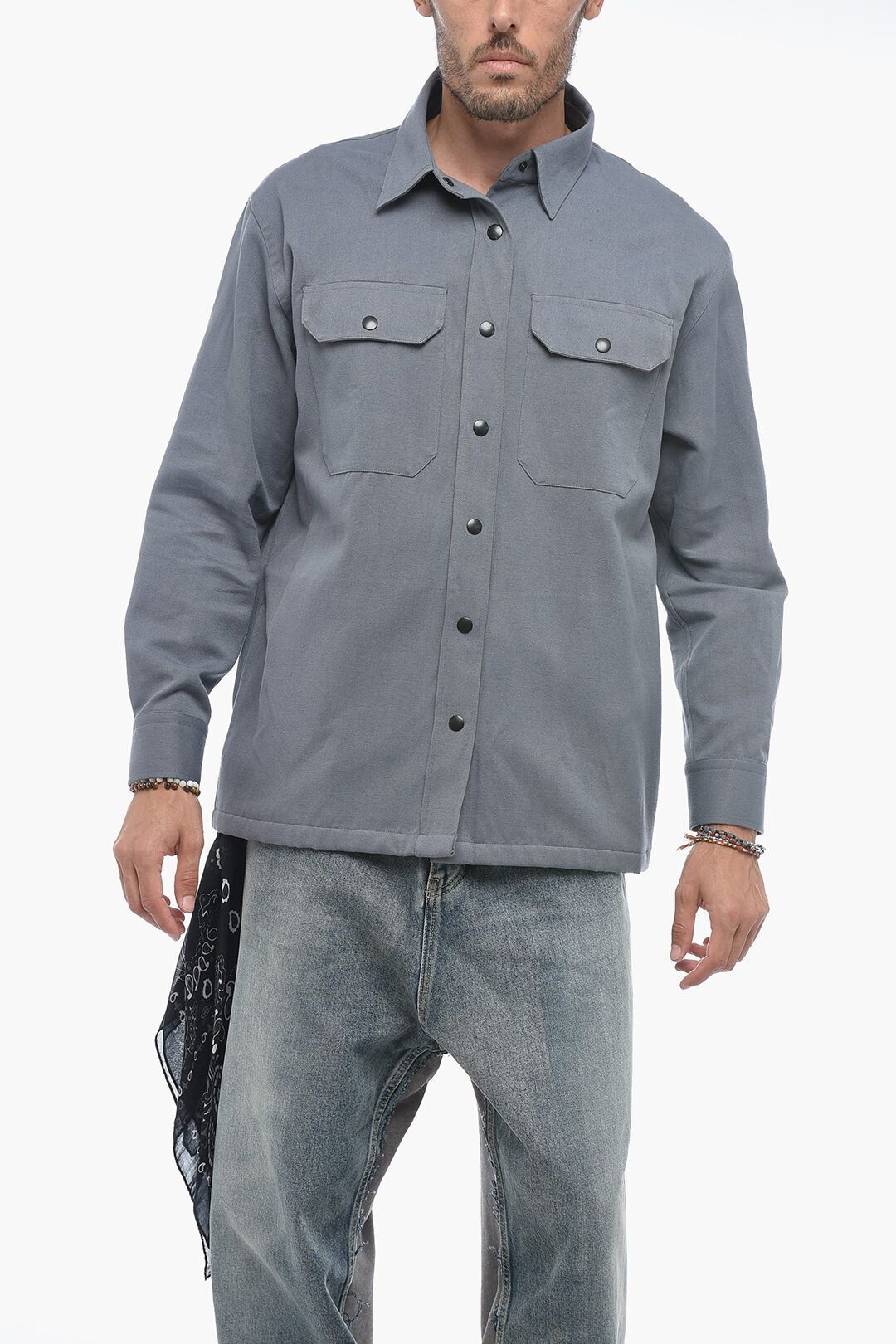 Destin 페니 코튼 블렌드 오버셔츠 그레이 반다나 디테일 Cotton Blend Overshirt PENNY with Bandana Detail 593187 92354557