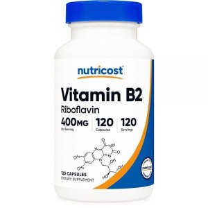 Nutricost <b>비타민 B2</b>리보플라빈 400mg 120캡슐 - 글루텐 <b>프리</b> GMO <b>프리</b>