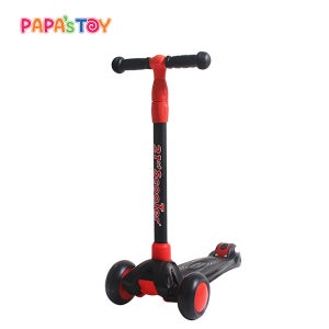 파파스토이 21세기 루디 킥보드 광폭휠LED 유아 어린이 킥보드 블랙