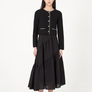[산드로] 라인 스티치 콤비 드레스 SF23W2FRDN299