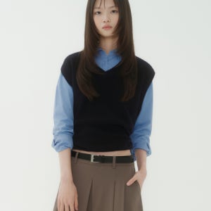 [무신사 스탠다드 우먼] 우먼즈 램스울 니트 베스트 [네이비] MWAWV9Z08-NA