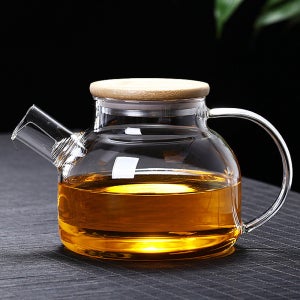 리빙로더 내열 유리 차주전자(1L) (대나무+스텐뚜껑)