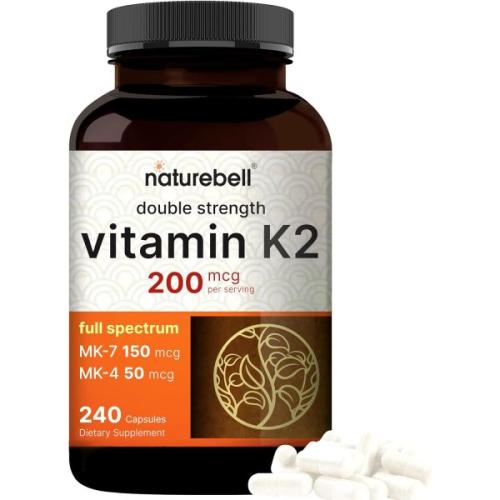 NatureBell <b>풀 스펙트럼 비타민</b> K2 200<b>mcg</b> 240캡슐 2 in 1 포뮬러