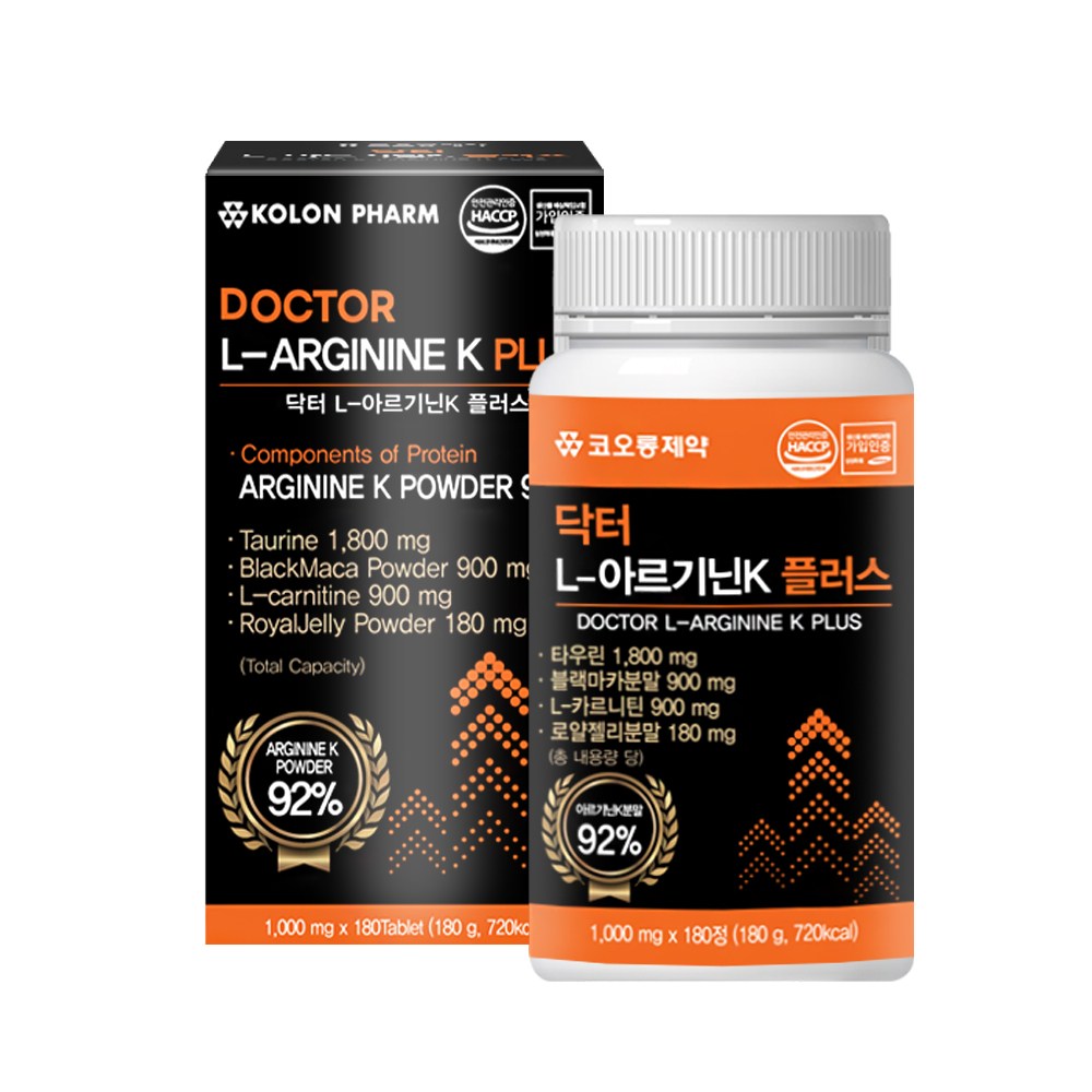 코오롱제약 닥터 <b>L</b> <b>아르기닌 1000mg</b>  180정  1개
