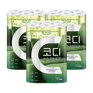 코디 코디 순수3겹데코 두루마리휴지 30M 30롤 X 3개