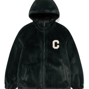 [커버낫] C 로고 밍커 보아 후디 집업 자켓 그린 CO2303JKA3GN
