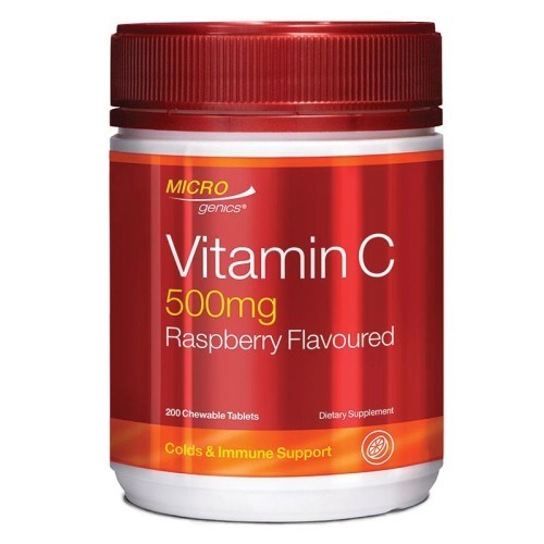 <b>마이크로제닉스 Vitamin C</b> 500mg Raspberry Flavoured 200 정 18104