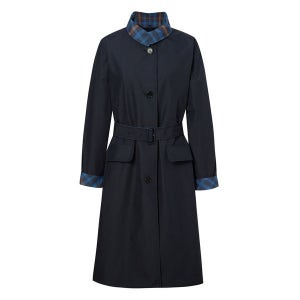 [닥스레이디스] 24FW 네이비 체크 이중지 하프 맥트렌치 코트(탈착 베스트) DLCO4DE85N2