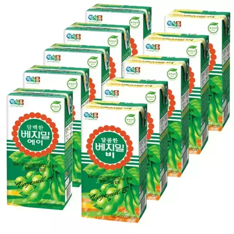 Vegemil A B 190ml x 24 packs / Soy Milk Jungsikpoom / Vegemil A B / Mild and Sweet Flavors