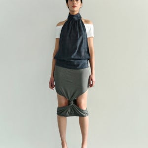 [디파블로] high neck check blouse DPTOT04