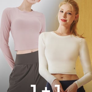 코지 요가반팔 레이어드나시 데일리 크롭 티셔츠 1+1 피트니스