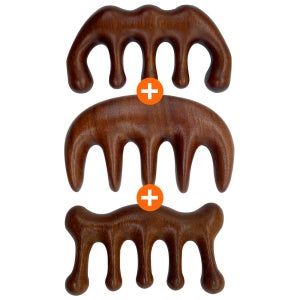 탑스 두피 괄사 원목 괄사빗 3개 1세트 셀프 얼굴 경락마사지 리프팅