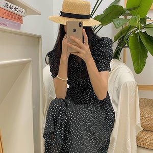 도트퍼프원피스-ops