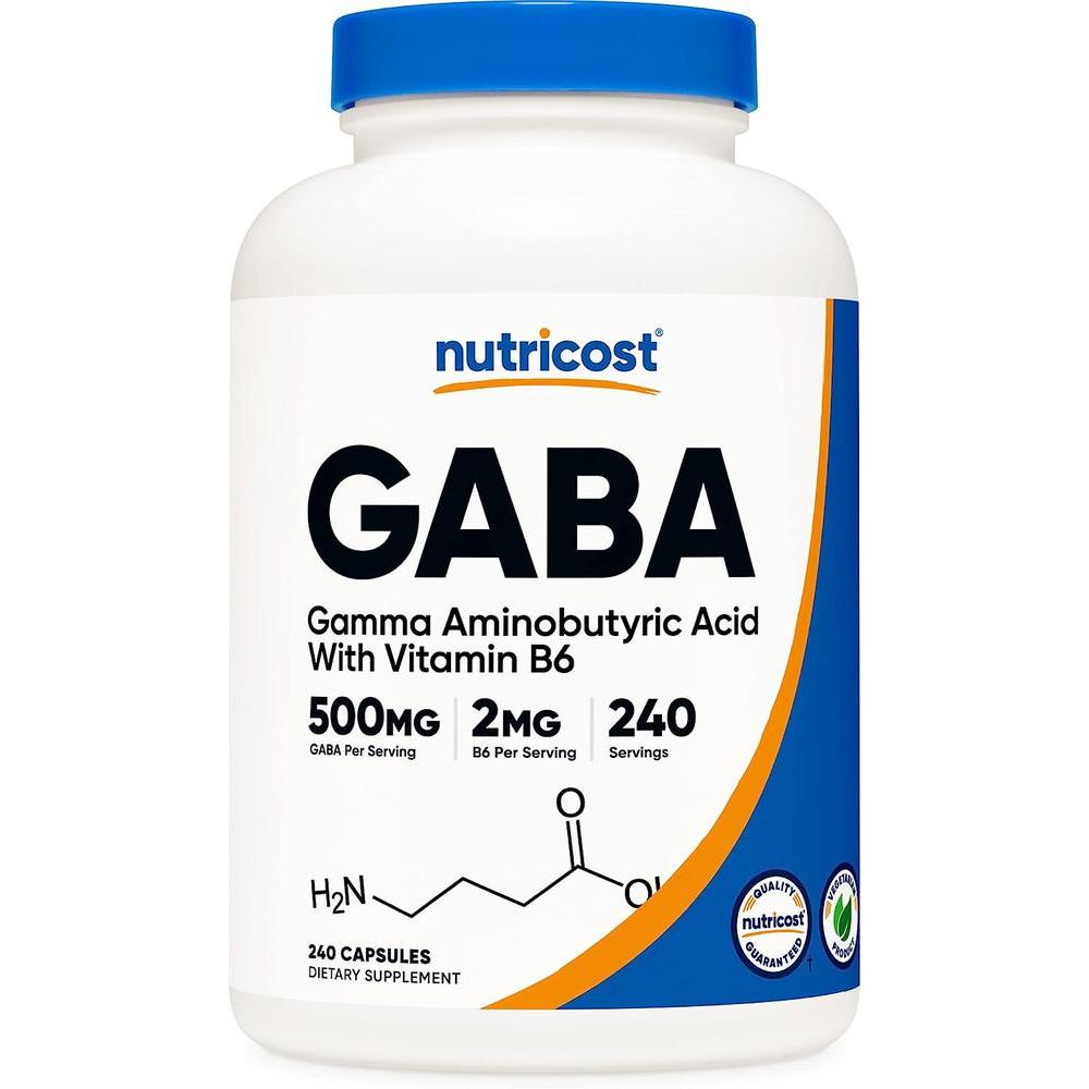 Nutricost 일본직구 뉴트리코스트 GABA(아미노뷰티르산) + 비타민 <b>B6500mg</b> 함유 240캡슐  사이즈  1개