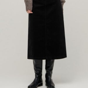 [무신사 스탠다드 우먼] 우먼즈 코듀로이 미디 스커트 [블랙] MWJSKAZ01-BK