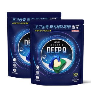 딥큐 딥큐 3in1 오션브리즈 100개+100개 캡슐세제 실내건조 고농축 세탁 세제