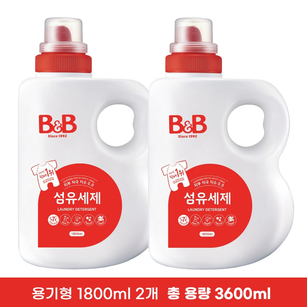 비앤비 유아 아기 신생아세제 섬유 세제 1800ml 리필 3팩