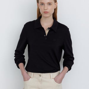 [닥스 여성] 닥스 솔리드 긴팔 카라 티셔츠 DLTS4DE81BK