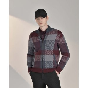 닥스골프 남성 와인 체크 집업 가디건 DGSW4D902D3