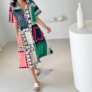 50185/컬러풀 A라인 셔츠원피스