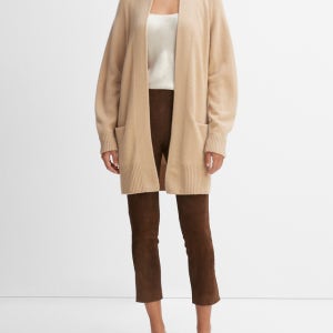 [빈스 여성] [캐시미어 100] 카멜 솔리드 하프 가디건 VCSW4F902CM