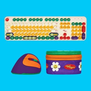[앱코X위글위글] 버티컬 마우스&키보드 SET - Purple, 무선 무소음 저소음 키보드 마우스 세트