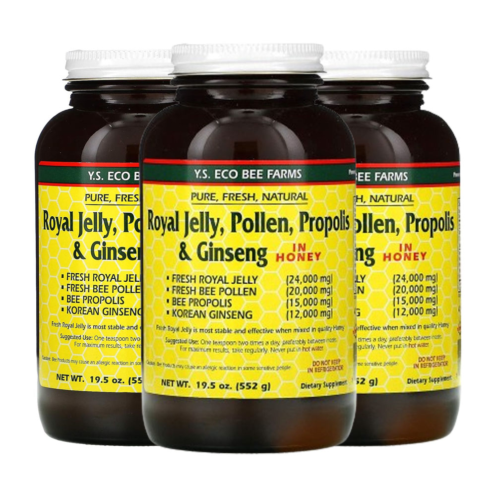 Y.S. ROYAL JELLY 로얄젤리 폴른 프로폴리스 인삼 꿀 552g 3개입 꽃가루 진생 <b>에코비팜</b>