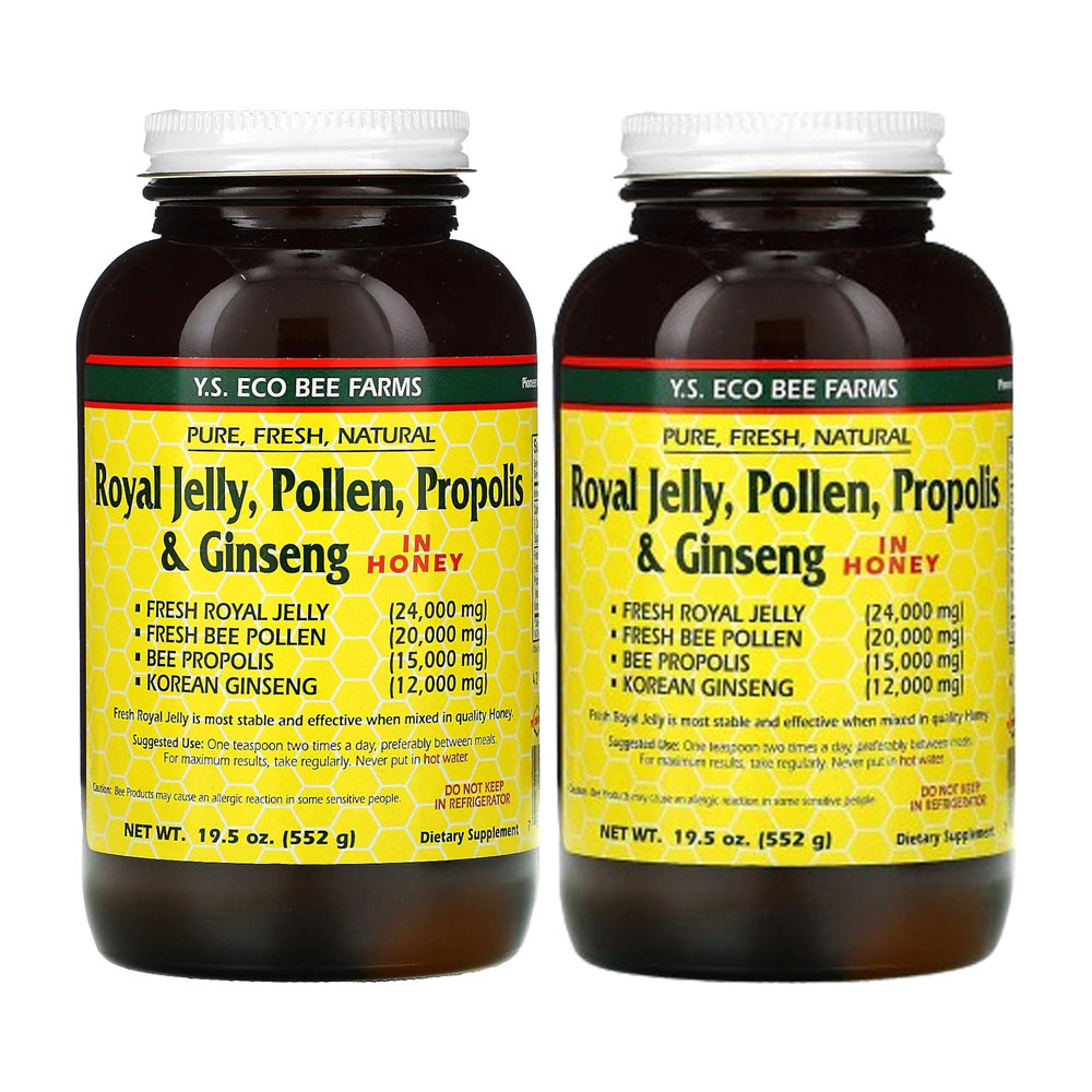 <b>Y.S 에코비팜</b> 로열젤리 꽃가루 프로폴리스&amp;인삼 꿀 552 g  552g  2개