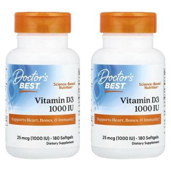 해외배송 Doctor`s Best 닥터스베스트 <b>비타민D3</b> 1000IU 180정 2개