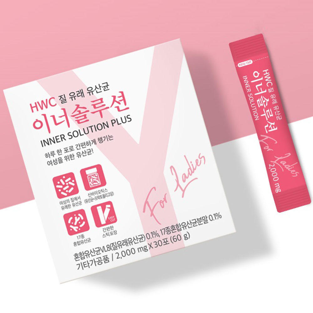 [1+1] <b>HWC</b> 여성 장건강 질 유산균 이너솔루션 2박스 2개월분 프로바이오틱스  60g