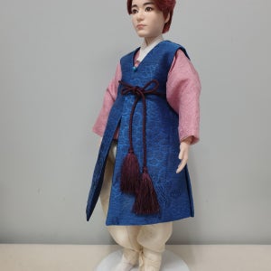 구체관절 인형 남자 한복 바지 저고리 도포 한국, 널블 홍 by 발칙한향단이