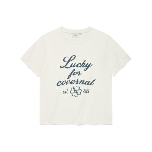 우먼 클로버 레터링 티셔츠 White